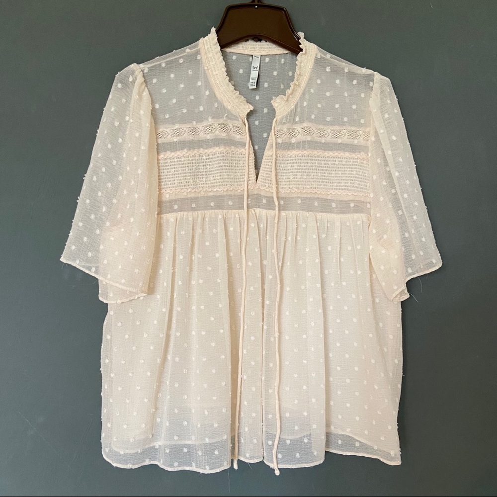 Zara Trf Collection Sheer Creamy Pink top. Size M